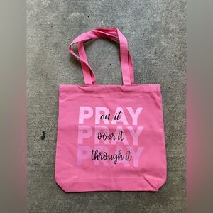 Rose pink pray faith love tote bag carry on everyday use PINK!